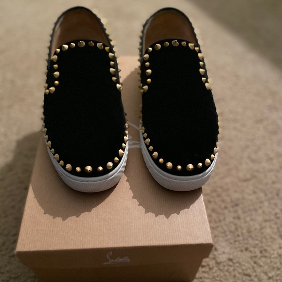 Christian Louboutin Velvet Spiked Sneakers - Picture 1 of 8